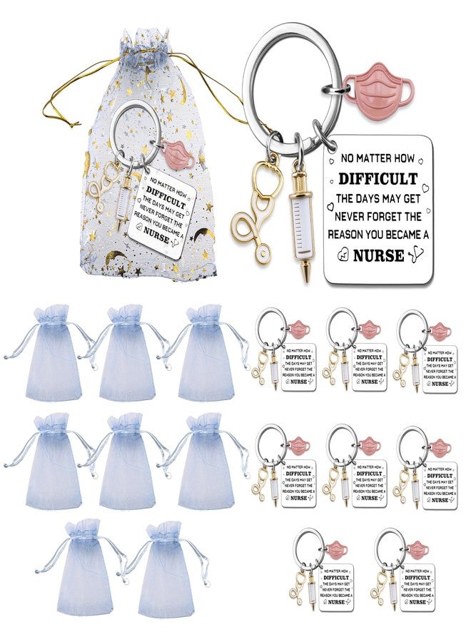 MOEXUKO 8 Pcs Nurse Christmas Gifts for Women Stocking Stuffers for Nurse Keychain Thank You Gifts for Nurses RN LPN Nursing Students Birthday Graduation Retirement Gift Ideas Nursing School Keyring - Image 1